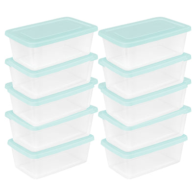 Sterilite 6 Qt Storage Boxes, Clear Plastic Containers with Lid, Set of 10, Mint - VMInnovations