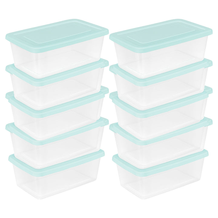 Sterilite 6 Qt Storage Boxes, Clear Plastic Containers with Lid, Set of 10, Mint