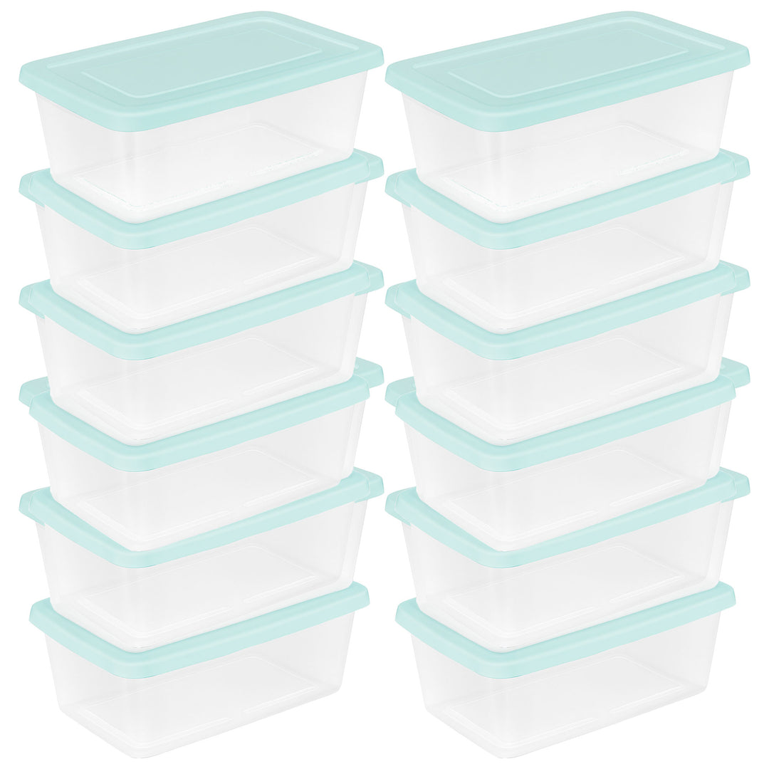 Sterilite 6 Qt Storage Boxes, Clear Plastic Containers with Lid, Set of 30, Mint