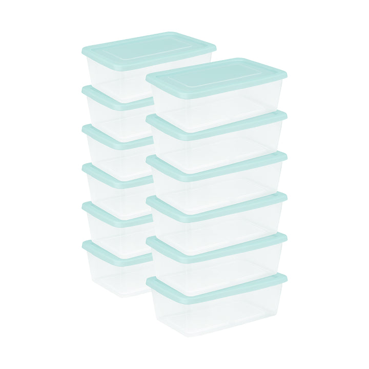 Sterilite 6 Qt Storage Boxes, Clear Plastic Containers with Lid, Set of 60, Mint