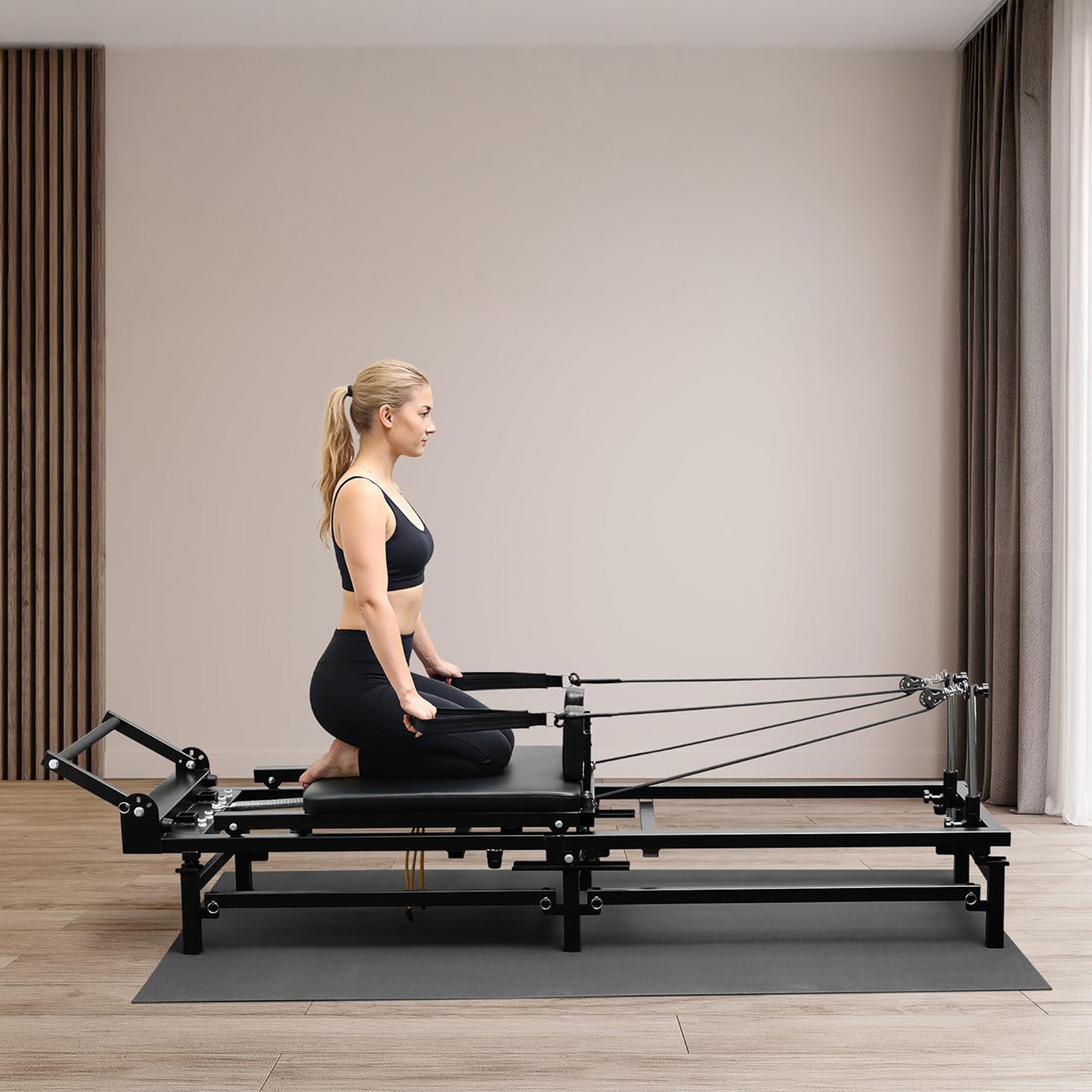 Foldable Pilates Reformer Machine w/ Adjustable Heights & Jump Board (Open Box)