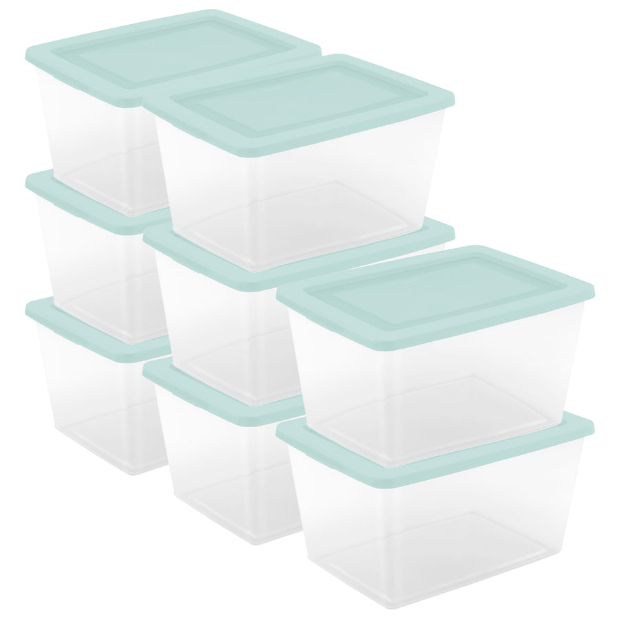 Sterilite 58 Qt Storage Boxes, Clear Plastic Containers with Lid, Set of 8, Mint - VMInnovations