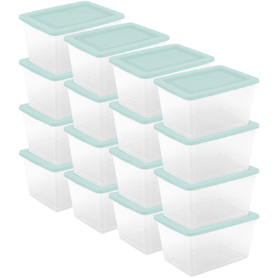 Sterilite 58Qt Storage Boxes, Clear Plastic Containers with Lid, Set of 16, Mint - VMInnovations