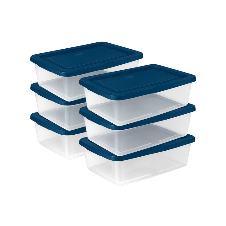 Sterilite 12 Qt Storage Boxes Clear Plastic Containers with Lid, Set of 12, Blue - VMInnovations