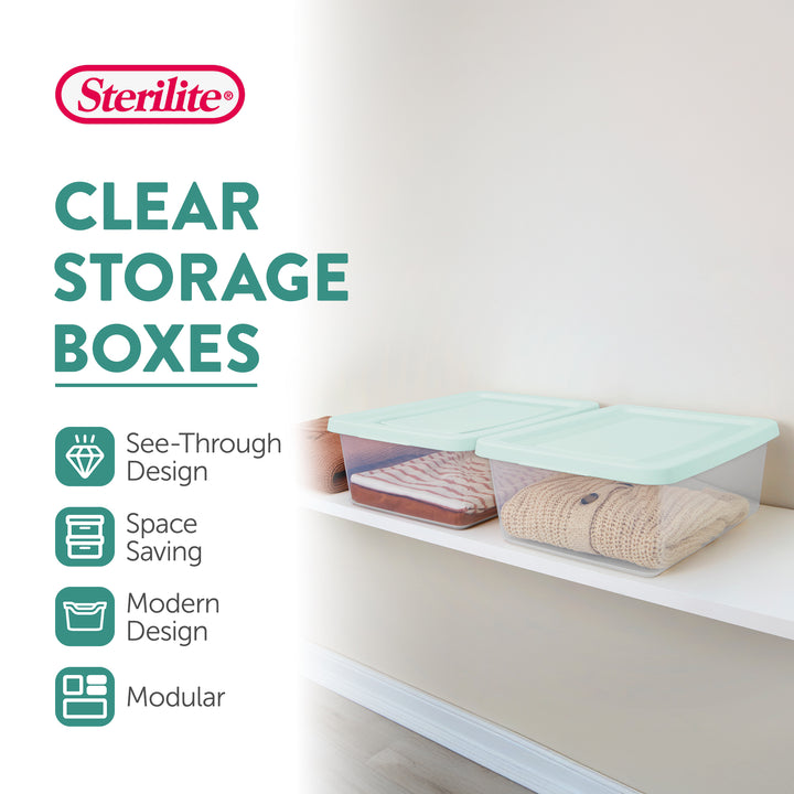 Sterilite 12Qt Storage Boxes, Clear Plastic Containers with Lid, Set of 36, Mint