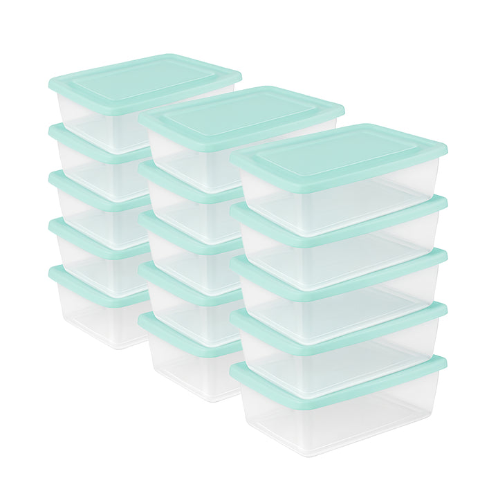Sterilite 12Qt Storage Boxes, Clear Plastic Containers with Lid, Set of 24, Mint