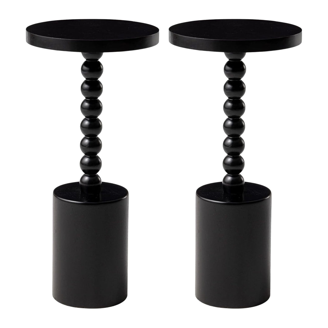 COZAYH Farmhouse Pedestal Side Table for Living Room & Bedrooms, Black, Set of 2
