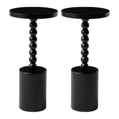 COZAYH Farmhouse Pedestal Side Table for Living Room & Bedrooms, Black, Set of 2