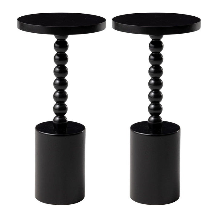 COZAYH Farmhouse Pedestal Side Table for Living Room & Bedrooms, Black, Set of 2