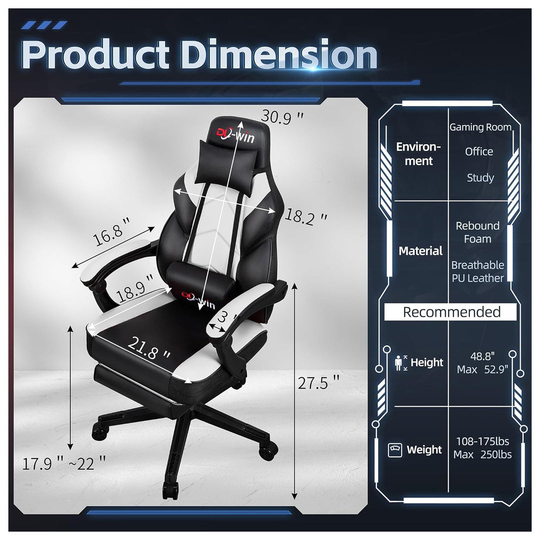 DL-win Gaming Chair w/Footrest, Ergonomic High Back Computer Chair (Open Box) - VMInnovations