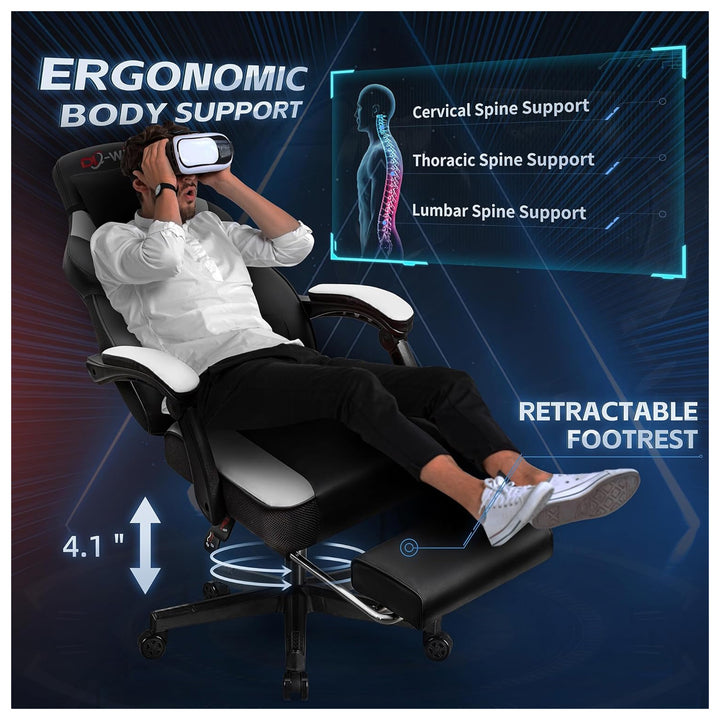 DL-win Gaming Chair w/Footrest, Ergonomic High Back Computer Chair (Open Box) - VMInnovations
