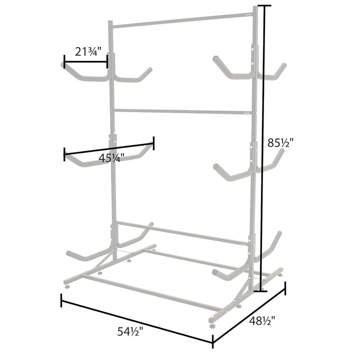 Elevate Outdoor Double-Sided Freestanding Storage Rack for 6 Kayaks or SUPs