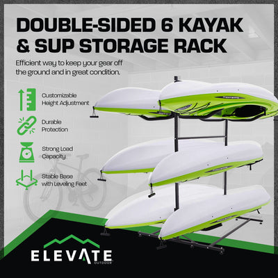 Elevate Outdoor Double-Sided Freestanding Storage Rack for 6 Kayaks (Open Box)