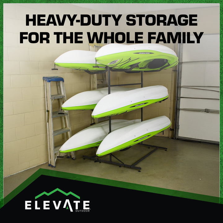Elevate Outdoor Double-Sided Freestanding Storage Rack for 6 Kayaks or SUPs