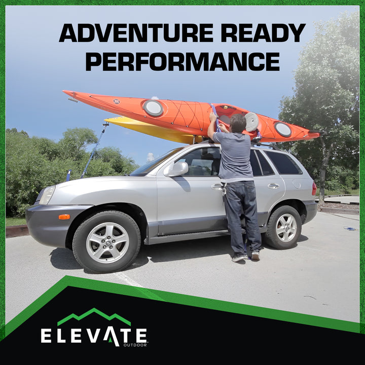 Elevate Outdoor T-Rack Kayak Roof Carrier Rack with 2 98" Safety Tie-Down Straps