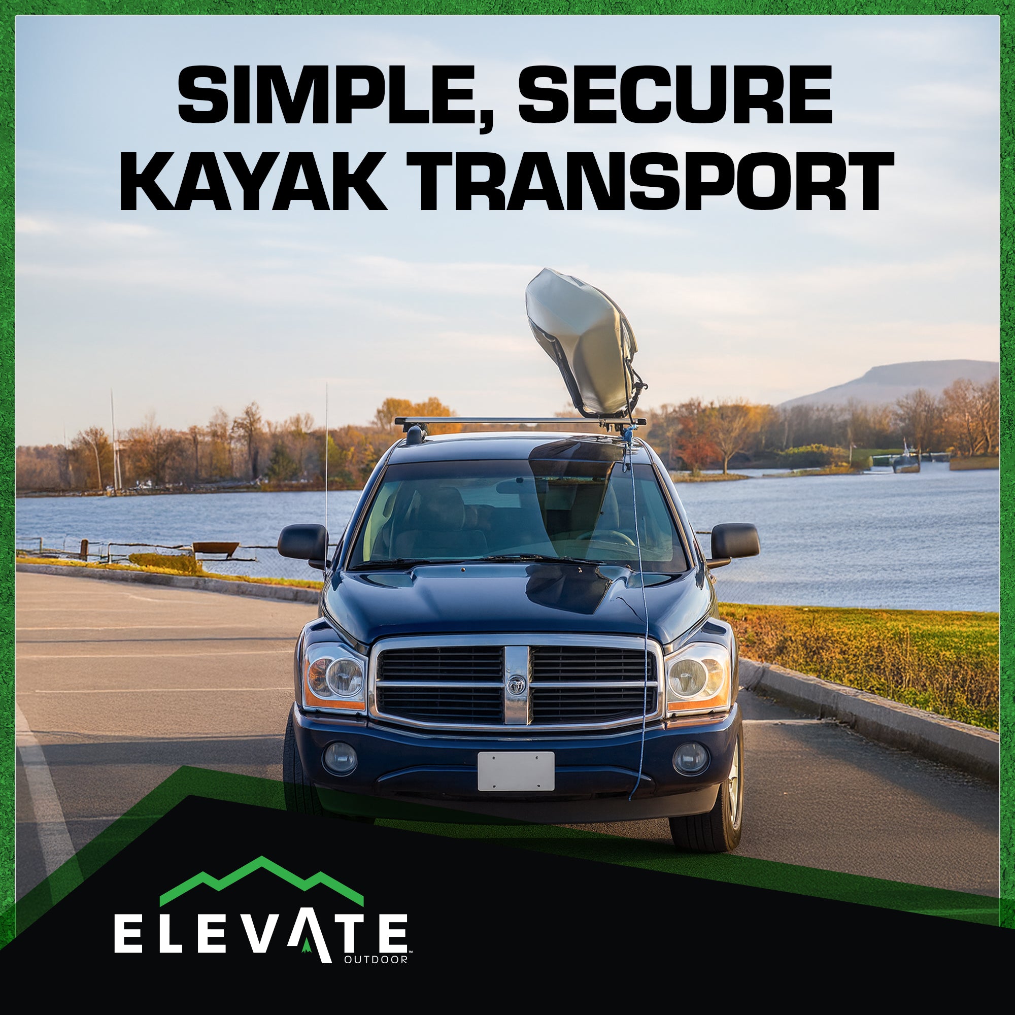 Elevate Outdoor T-Rack Kayak Roof Carrier Rack with 2 98" Safety Tie-Down Straps (Used)