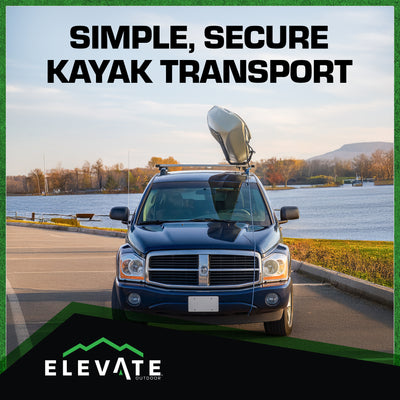 Elevate Outdoor T-Rack Kayak Roof Carrier Rack with 2 98" Safety Tie-Down Straps (Used)