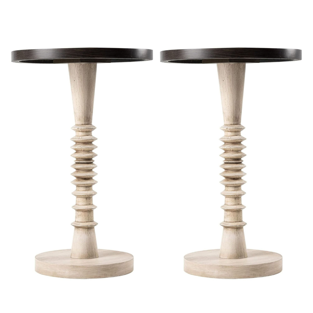 COZAYH Pedestal Tray Top End Table for Drinks, Lamps or Plants, Black, Set of 2