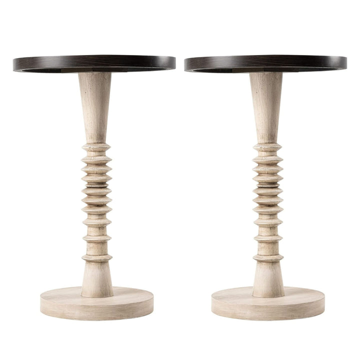 COZAYH Pedestal Tray Top End Table for Drinks, Lamps or Plants, Black, Set of 2