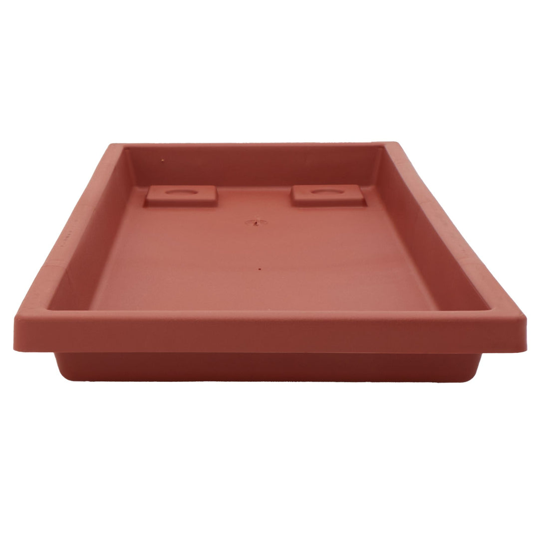 The HC Companies Venetian Rectangular Plant Tray, Plastic Drip Saucer, Clay