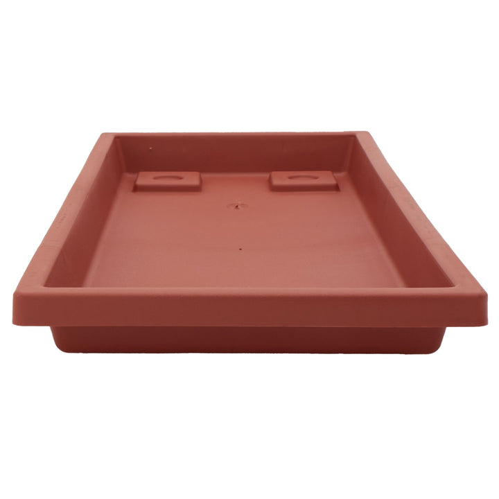 The HC Companies Venetian Rectangular Plant Tray, Plastic Drip Saucer, Clay