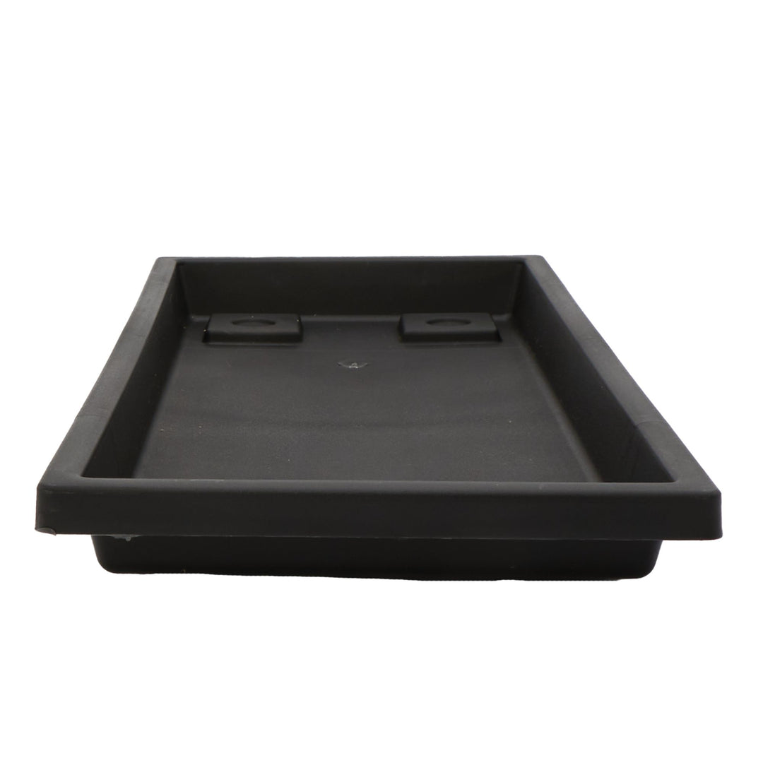 The HC Companies Venetian Rectangular Plant Tray, Plastic Drip Saucer, Black