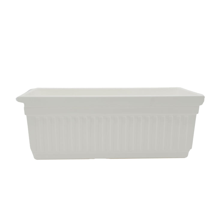 The HC Companies Venetian Rectangular Plant Tray, Plastic Drip Saucer, White