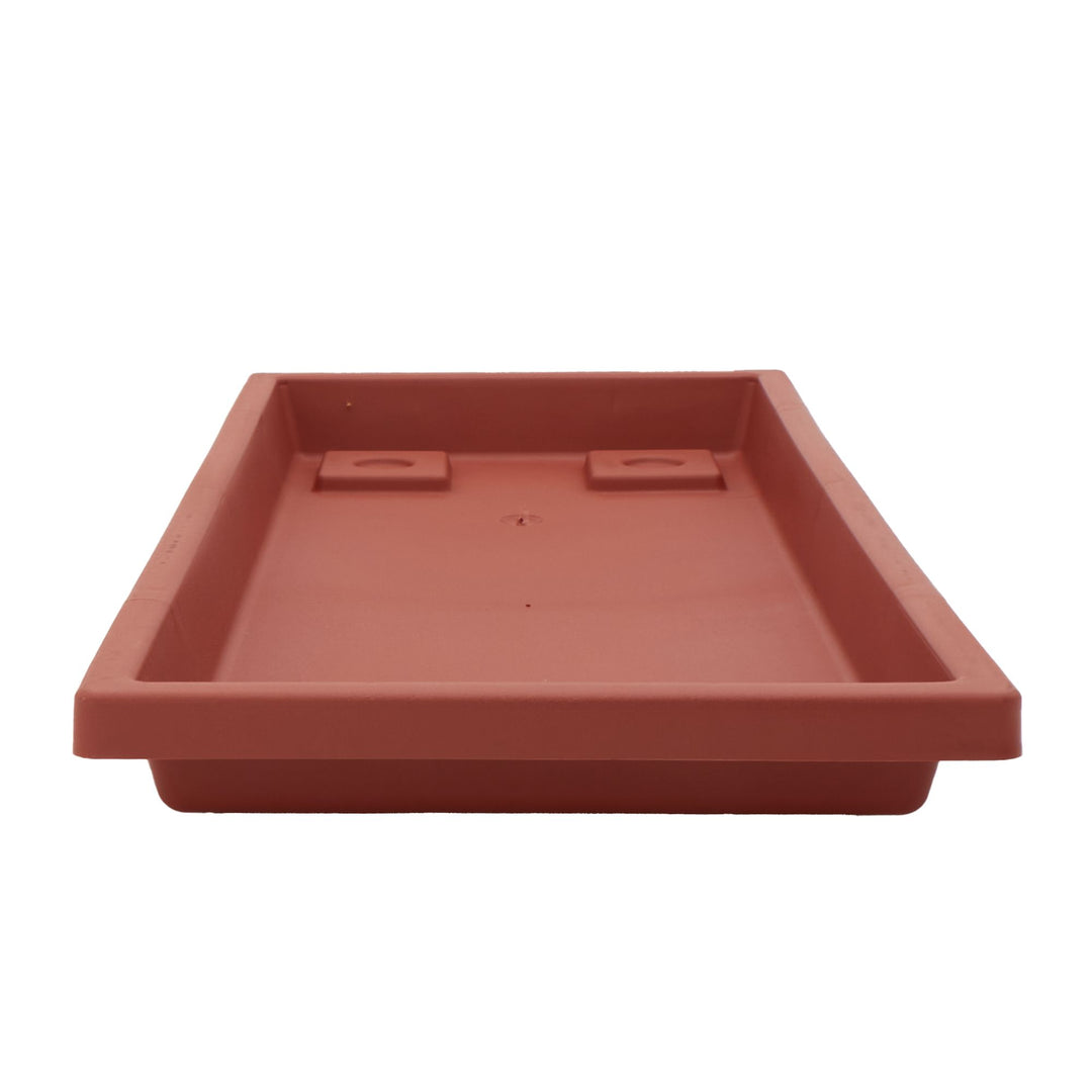 The HC Companies Venetian Rectangular Plant Tray, Plastic Drip Saucer, Clay