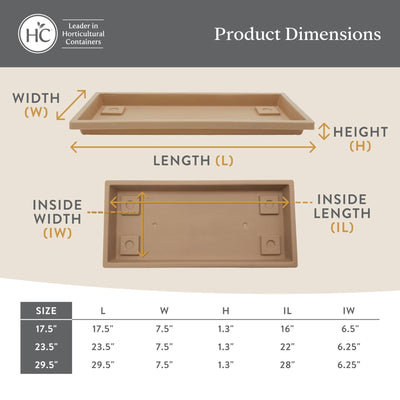 The HC Companies Rectangular Plant Tray, Plastic Drip Saucer, Clay (Open Box) - VMInnovations