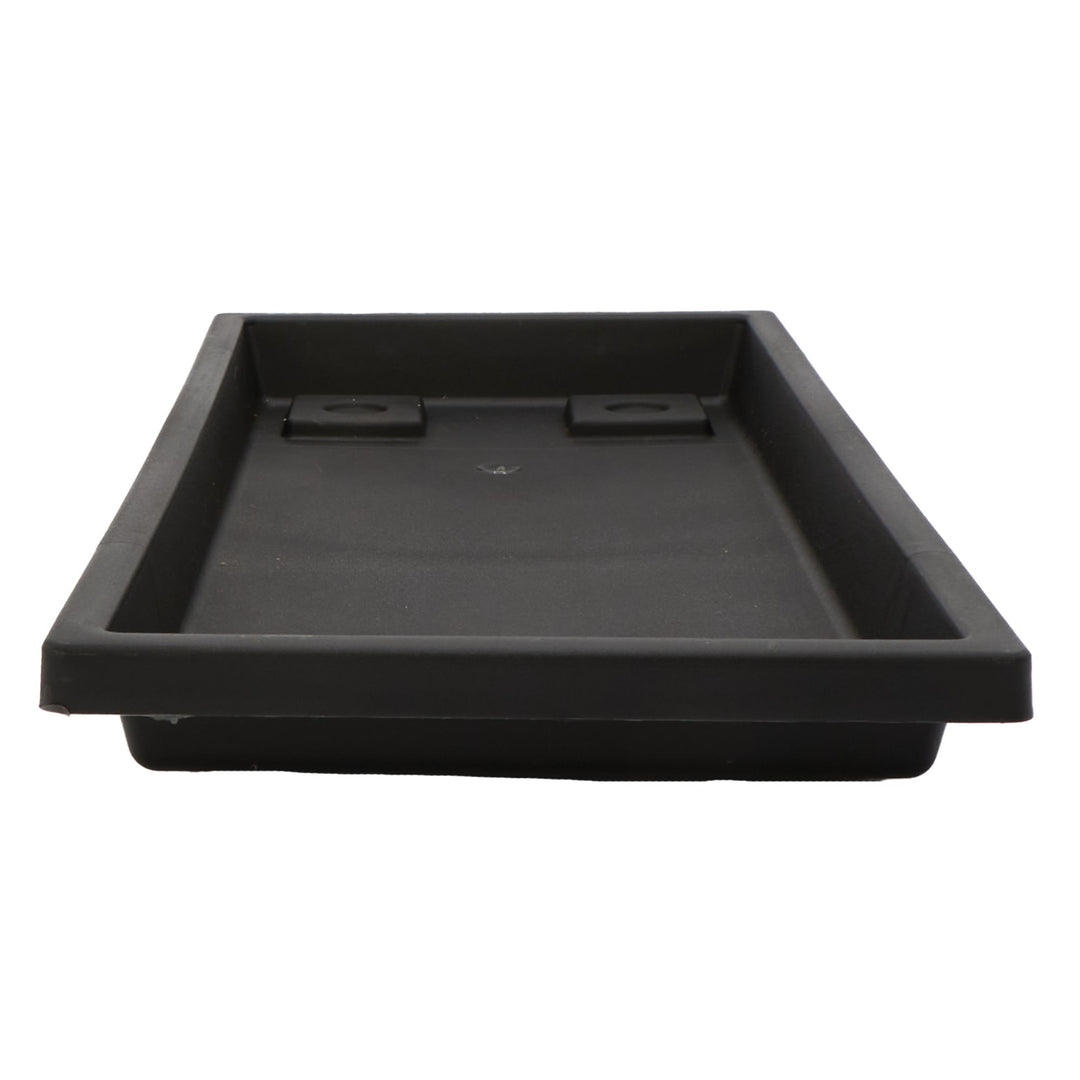 The HC Companies Venetian Rectangular Plant Tray, Plastic Drip Saucer, Black