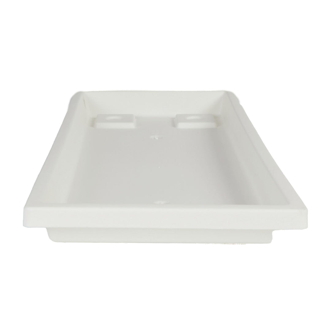 The HC Companies Venetian Rectangular Plant Tray, Plastic Drip Saucer, White
