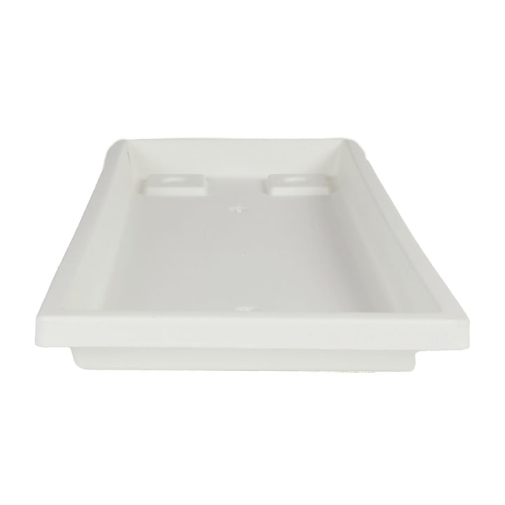 The HC Companies Venetian Rectangular Plant Tray, Plastic Drip Saucer, White