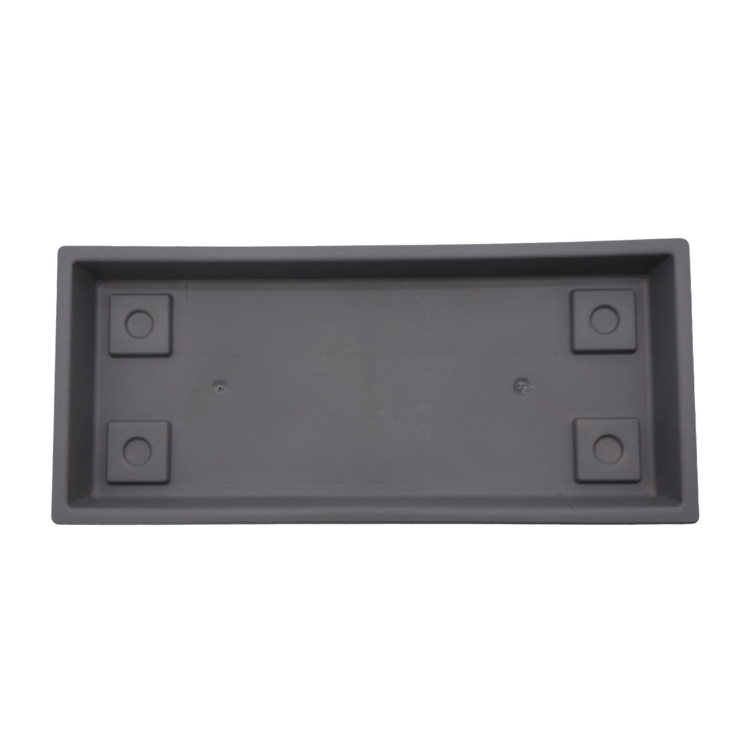 The HC Companies Venetian Rectangular Plant Tray, Plastic Drip Saucer, Warm Gray