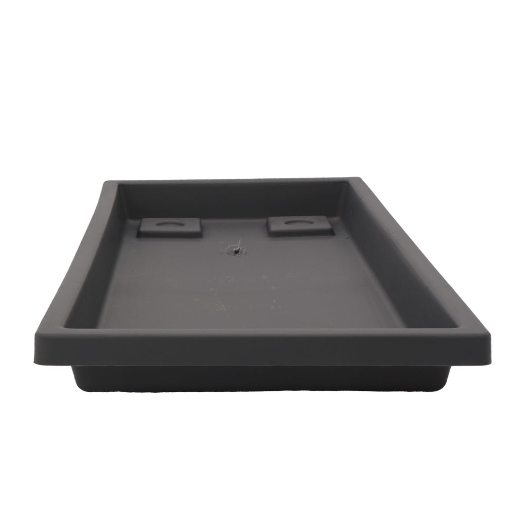 The HC Companies Venetian Rectangular Plant Tray, Plastic Drip Saucer, Warm Gray