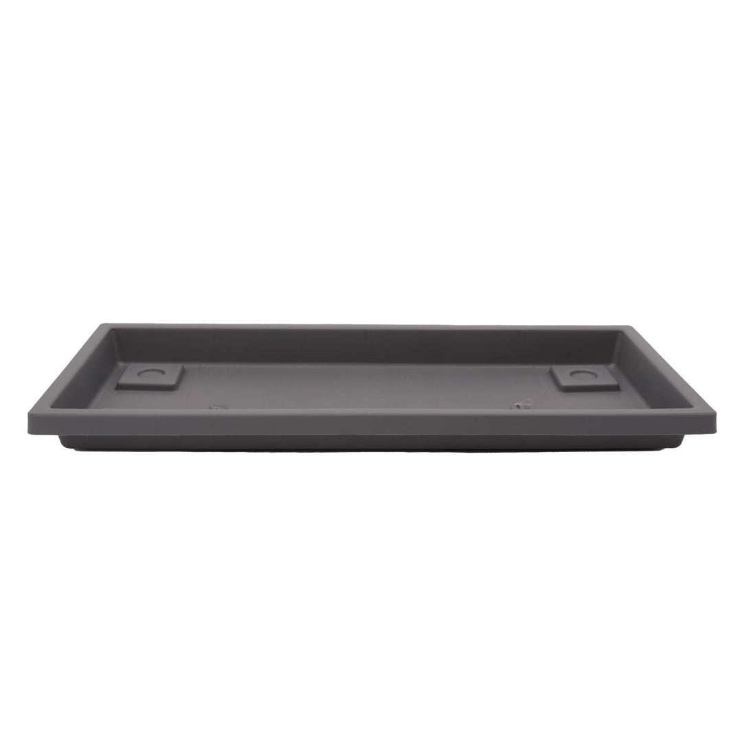 The HC Companies Venetian Rectangular Plant Tray, Plastic Drip Saucer, Warm Gray
