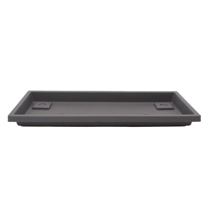 The HC Companies Venetian Rectangular Plant Tray, Plastic Drip Saucer, Warm Gray