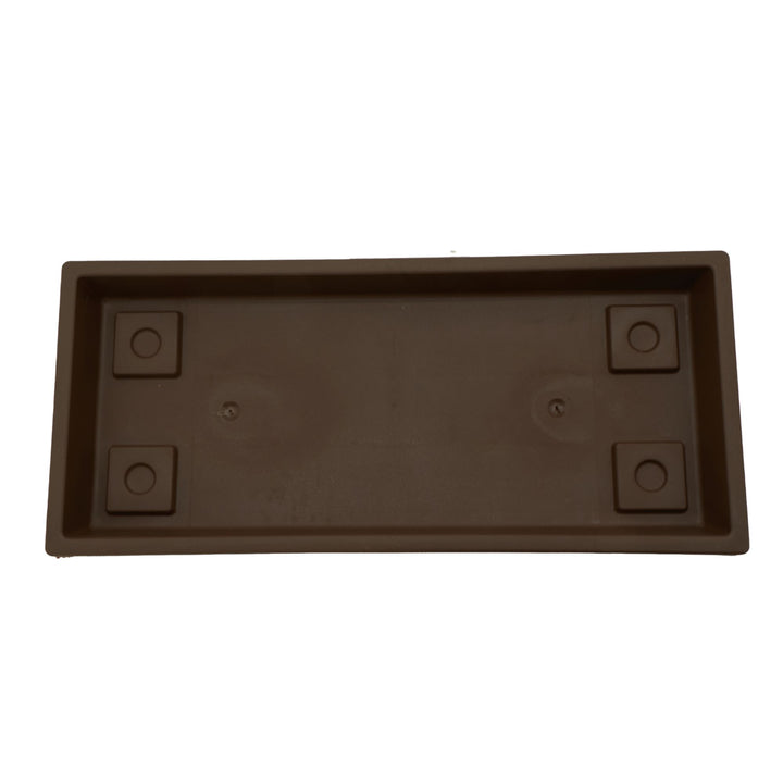 The HC Companies Venetian Rectangular Plant Tray, Plastic Drip Saucer, Chocolate