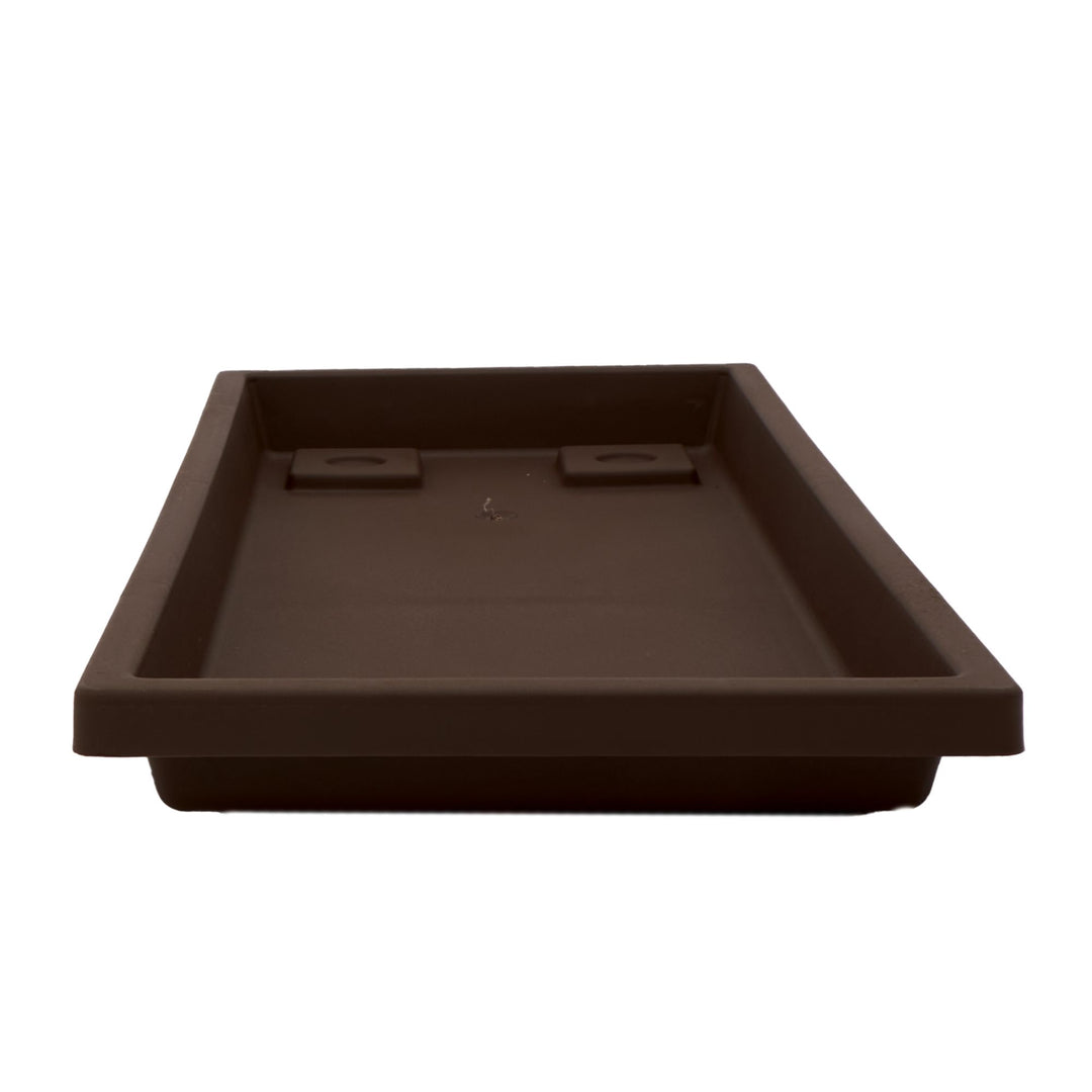 The HC Companies Venetian Rectangular Plant Tray, Plastic Drip Saucer, Chocolate