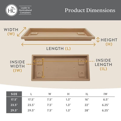 The HC Companies Venetian Rectangular Plant Tray, Plastic Drip Saucer, Chocolate - VMInnovations