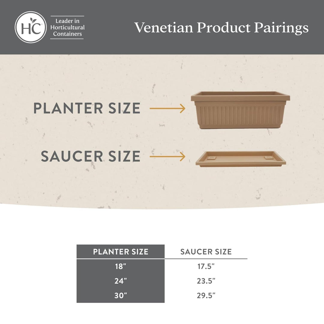 The HC Companies Venetian Rectangular Plant Tray, Plastic Drip Saucer, Chocolate