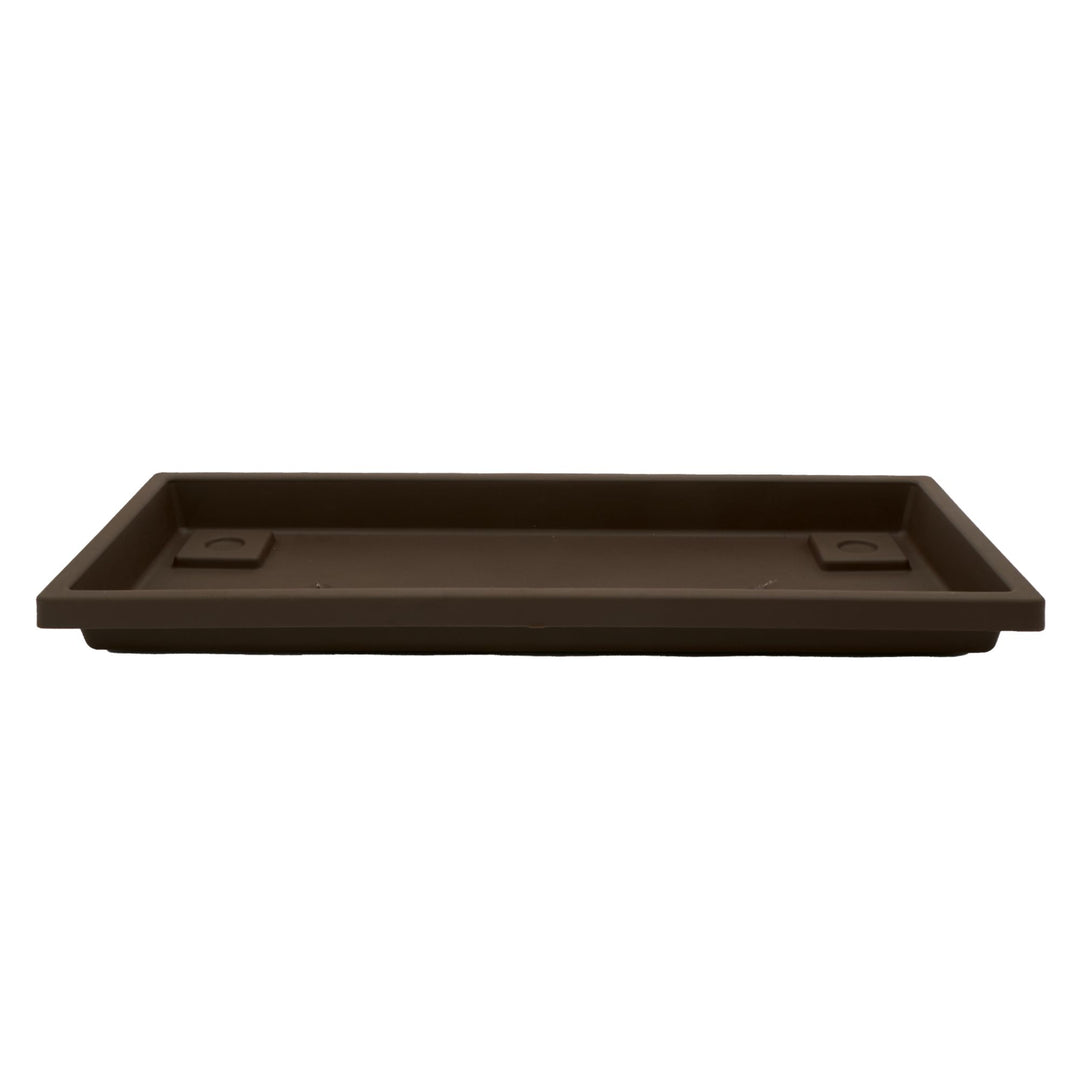 The HC Companies Venetian Rectangular Plant Tray, Plastic Drip Saucer, Chocolate