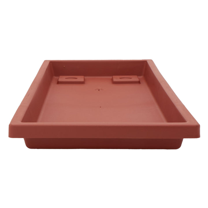 The HC Companies Venetian Rectangular Plant Tray, Plastic Drip Saucer, Clay