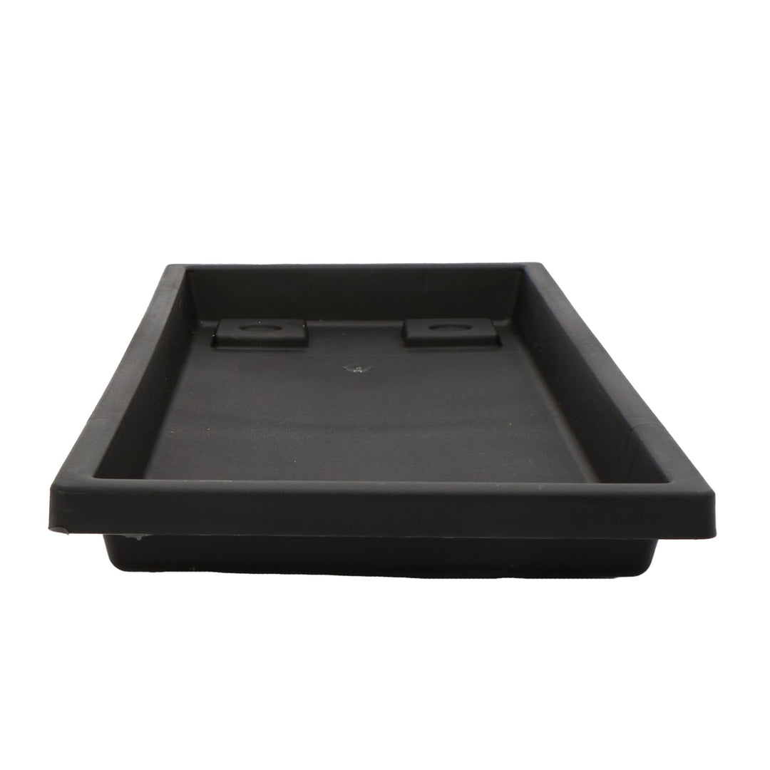 The HC Companies Venetian Rectangular Plant Tray, Plastic Drip Saucer, Black