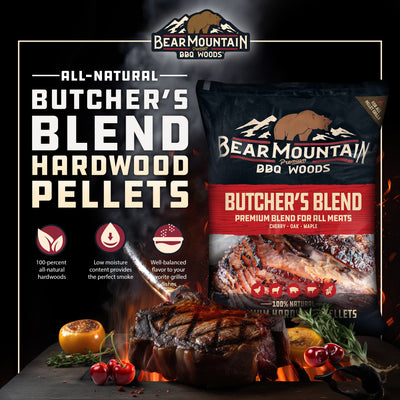 Bear Mountain BBQ All-Natural Woods Butcher's Blend Smoker Pellets, 20 Lb Bag - VMInnovations