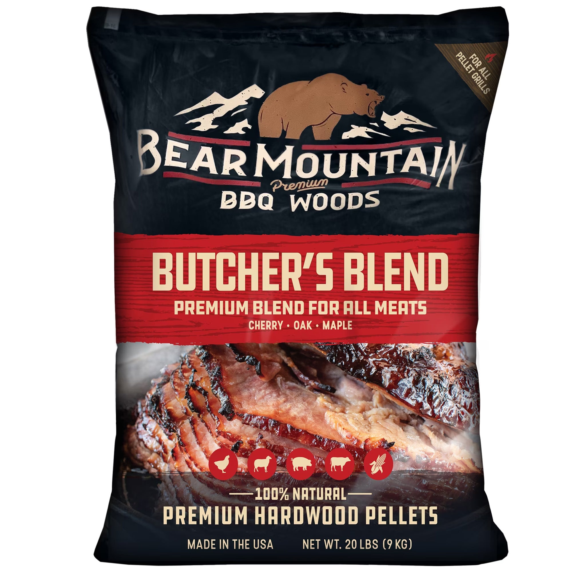 Bear Mountain BBQ All-Natural Woods Butcher's Blend Smoker Pellets, 20 Lb Bag - VMInnovations