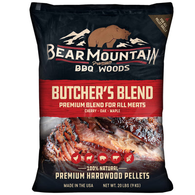 Bear Mountain BBQ All-Natural Woods Butcher's Blend Smoker Pellets, 20 Lb Bag - VMInnovations