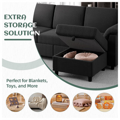 Vongrasig 79" Sectional Sofa w/Ottoman, L Shaped 3 Seat Furniture (For Parts) - VMInnovations