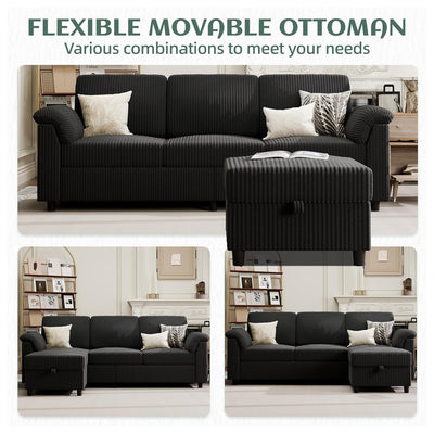 Vongrasig 79" Sectional Sofa w/Ottoman, L Shaped 3 Seat Furniture (For Parts) - VMInnovations