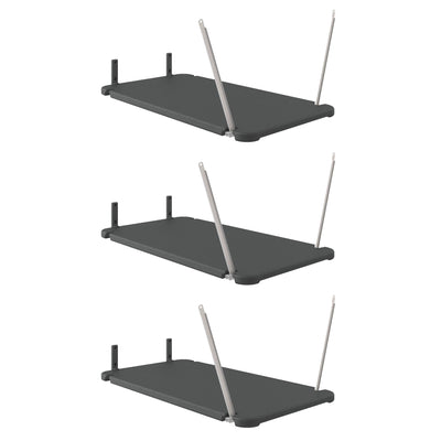 Suncast 3 Pack Vertical Shed Shelf Space Saving Hanging Outdoor Storage, Black