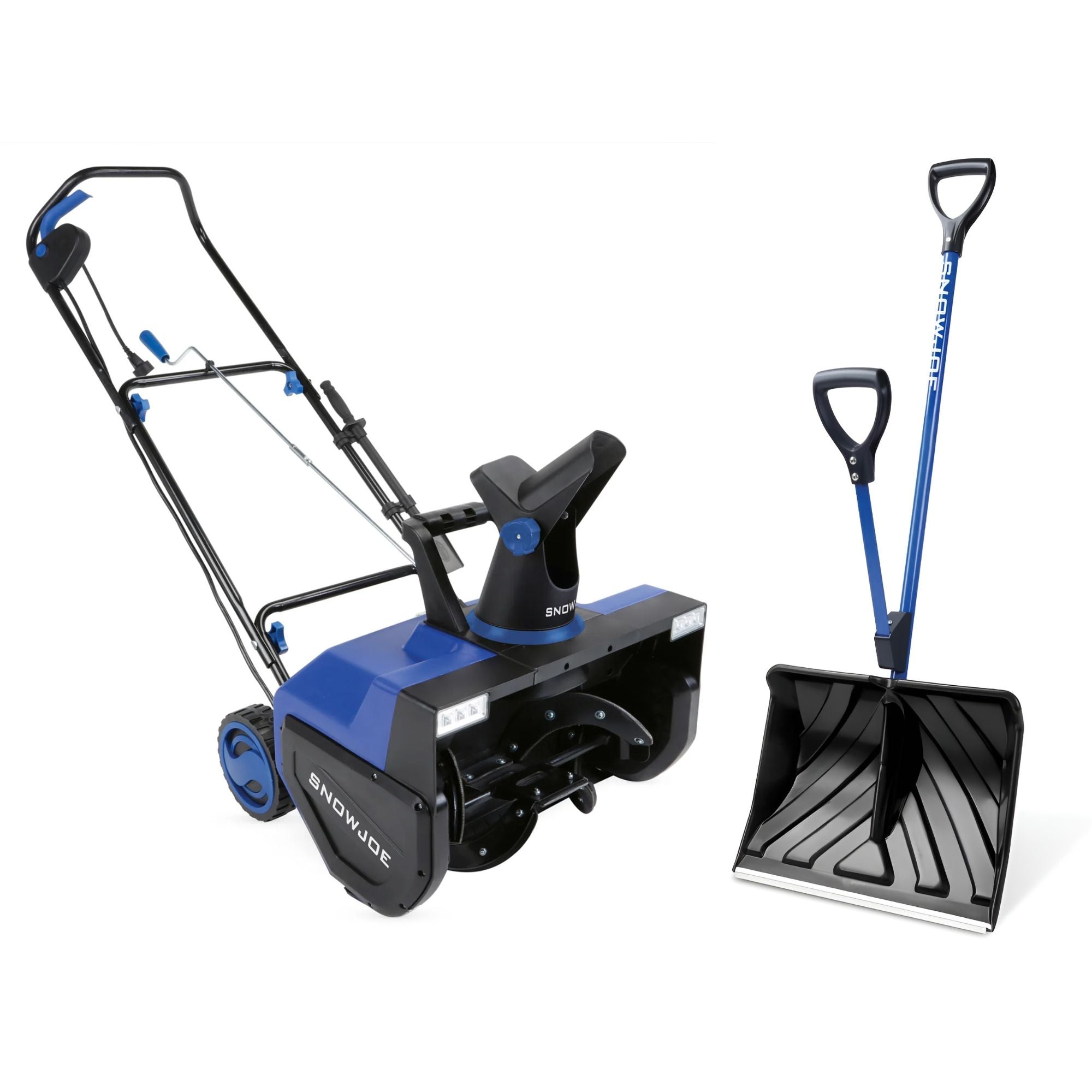 Snow Joe Shovelution Snow Shovel with Spring Assist & Telescoping Broom, Blue - VMInnovations
